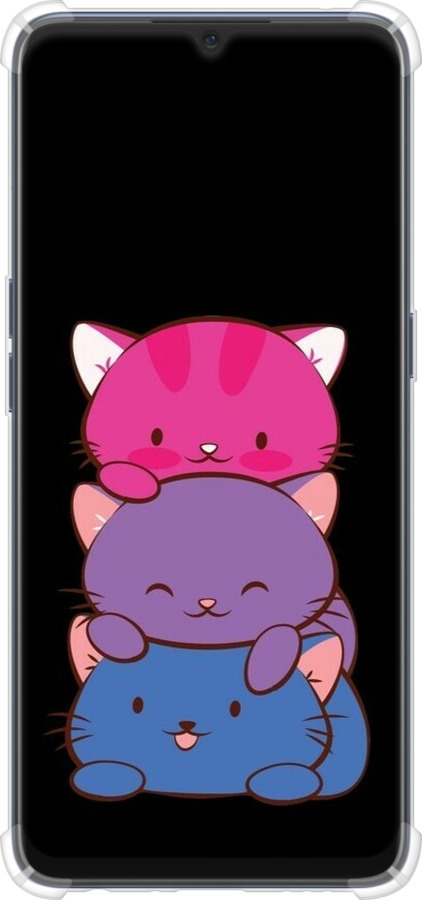 Силикон с усиленными углами чехол Милые кошки для Oppo A91 - 6518sp-1884 изображение 