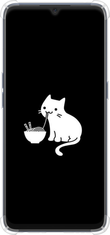 Силикон с усиленными углами чехол С милым котом на черном фоне для Oppo A91 - 6528sp-1884 изображение 