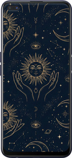 Силиконовый чехол Celestial Harmony: Sun & Moon Gold Mystic Pattern для Oppo A92S - 6778u-1926 изображение 