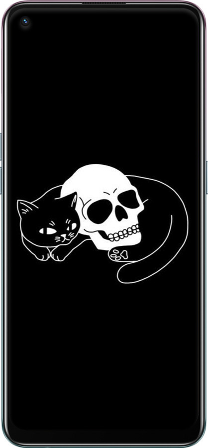 TPU чехол Із зображенням кота та черепа для Oppo A94 - 6491b-2287 изображение 