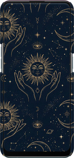 3D пластиковый матовый чехол Celestial Harmony: Sun & Moon Gold Mystic Pattern для Oppo A94 - 6778m-2287 изображение 