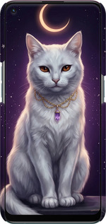 3D пластиковый матовый чехол Mystic White Cat Gothic Dark Purple Gold для Oppo A94 - 6805m-2287 изображение 