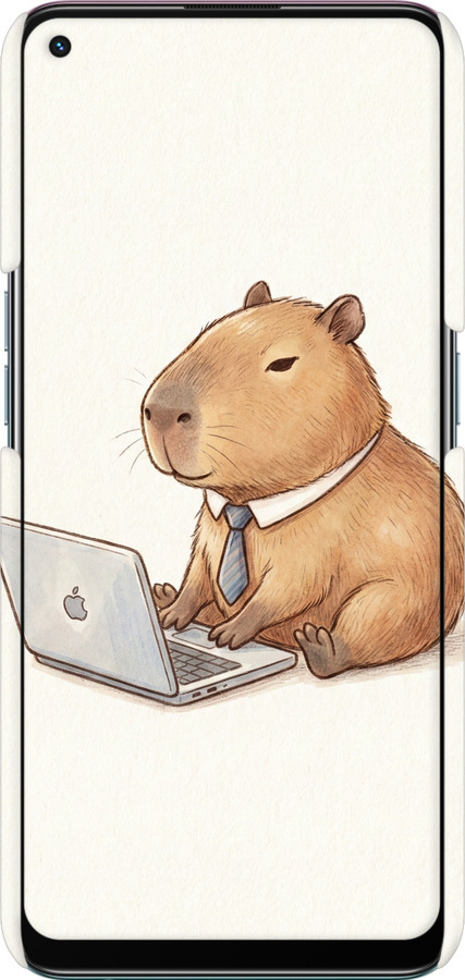 3D пластиковый матовый чехол Funny Capybara CEO Working для Oppo A94 - 6777m-2287 изображение 