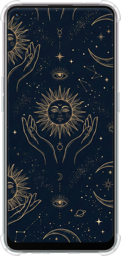Силіконовий протиударний с посиленими кутами чехол Celestial Harmony: Sun & Moon Gold Mystic Pattern для Oppo Reno5 Lite - 6778sp-2312 изображение 