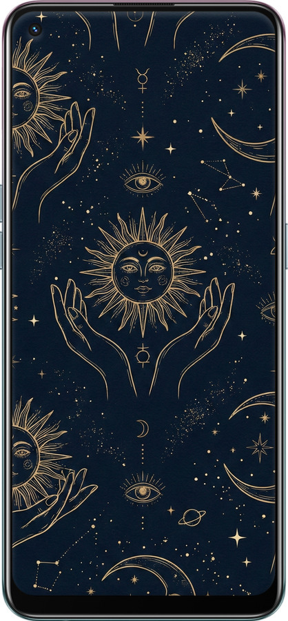 2D пластиковый чехол Celestial Harmony: Sun & Moon Gold Mystic Pattern для Oppo Reno5 Lite - 6778t-2312 изображение 