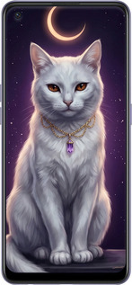 Силиконовый чехол Mystic White Cat Gothic Dark Purple Gold для Oppo A95 - 6805u-2345 изображение 