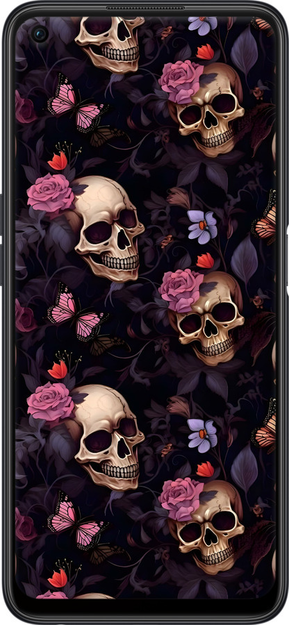 TPU чехол Черепи та троянди для Oppo A96 - 6316b-2598 изображение 