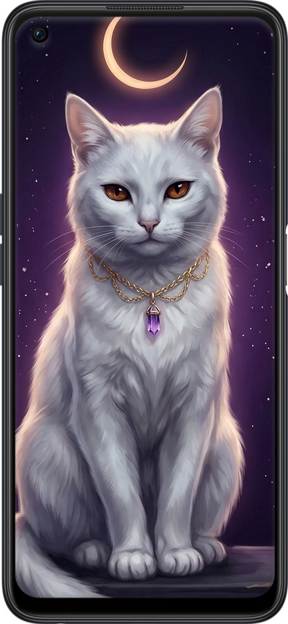 TPU чехол Mystic White Cat Gothic Dark Purple Gold для Oppo A96 - 6805b-2598 изображение 