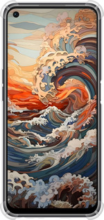 Силіконовий протиударний с посиленими кутами чехол Арт хвилі для Oppo A96 - 6324sp-2598 изображение 
