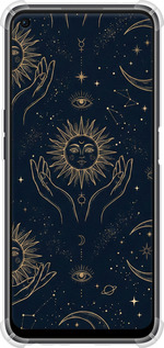 Силикон с усиленными углами чехол Celestial Harmony: Sun & Moon Gold Mystic Pattern для Oppo A96 - 6778sp-2598 изображение 