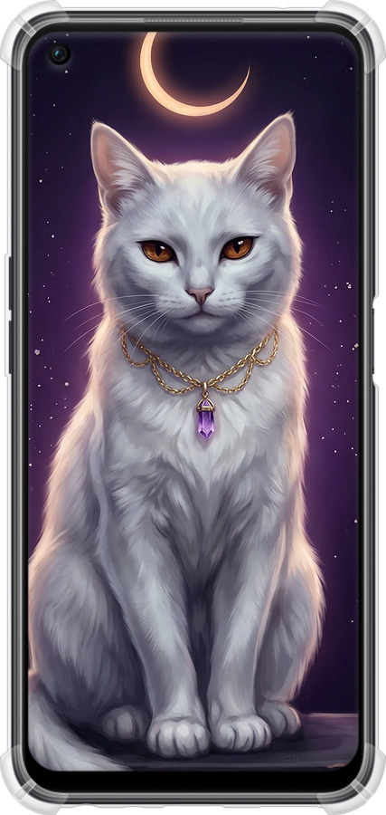Силикон с усиленными углами чехол Mystic White Cat Gothic Dark Purple Gold для Oppo A96 - 6805sp-2598 изображение 