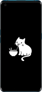 Силиконовый чехол С милым котом на черном фоне для Oppo Find X2 - 6528u-1891 изображение 