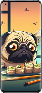 Силиконовый чехол Мопс и суши для Oppo Find X5 Pro - 5588u-2603 изображение 