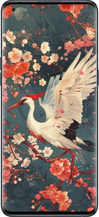 Силиконовый чехол Сакура и аист для Oppo Find X5 Pro - 6108u-2603 изображение 
