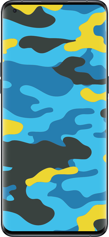 Силиконовый чехол Желто-голубой камуфляж для Oppo Find X5 Pro - 1084u-2603 изображение 