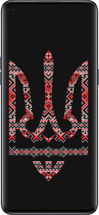 Силиконовый чехол Герб - вышиванка на черном фоне для Oppo Find X5 Pro - 1196u-2603 изображение 
