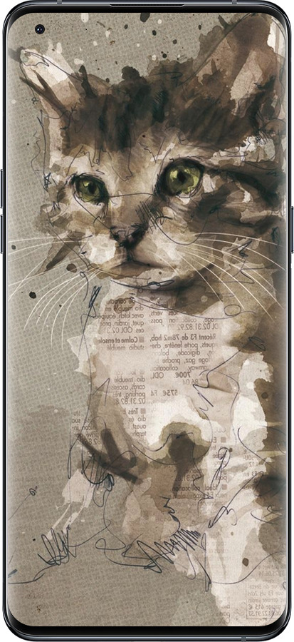 Силиконовый чехол Котёнок из пятен и линий для Oppo Find X5 Pro - 119u-2603 изображение 