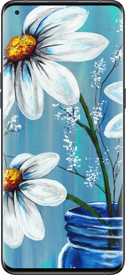 Силиконовый чехол Красивые арт-ромашки для Oppo Find X5 Pro - 4031u-2603 изображение 