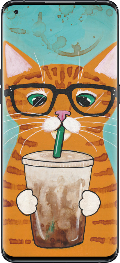 Силиконовый чехол Зеленоглазый кот в очках для Oppo Find X5 Pro - 4054u-2603 изображение 