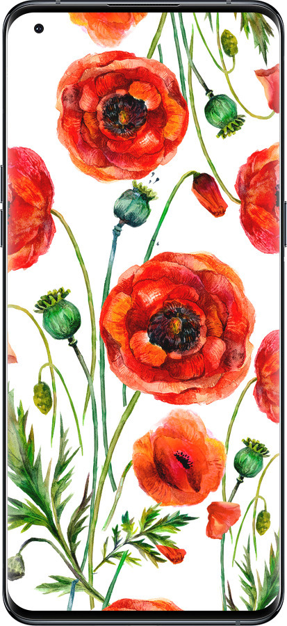 Силиконовый чехол Нарисованные маки для Oppo Find X5 Pro - 4278u-2603 изображение 