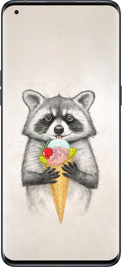 Силиконовый чехол Енотик с мороженым для Oppo Find X5 Pro - 4602u-2603 изображение 