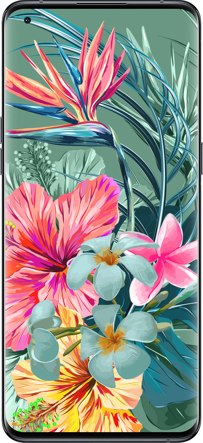 Силиконовый чехол Тропические цветы v1 для Oppo Find X5 Pro - 4667u-2603 изображение 