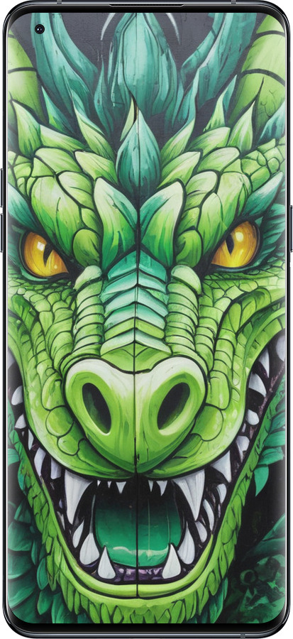 Силиконовый чехол Зелёный дракон для Oppo Find X5 Pro - 5816u-2603 изображение 