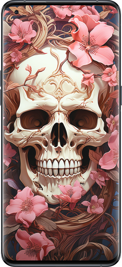 Силиконовый чехол Череп в розовых цветах для Oppo Find X5 Pro - 5965u-2603 изображение 