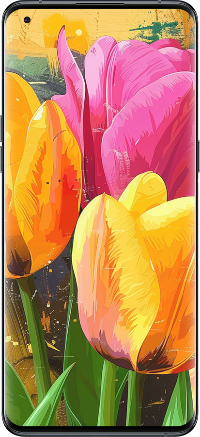 Силиконовый чехол Нарисованные тюльпаны для Oppo Find X5 Pro - 5990u-2603 изображение 