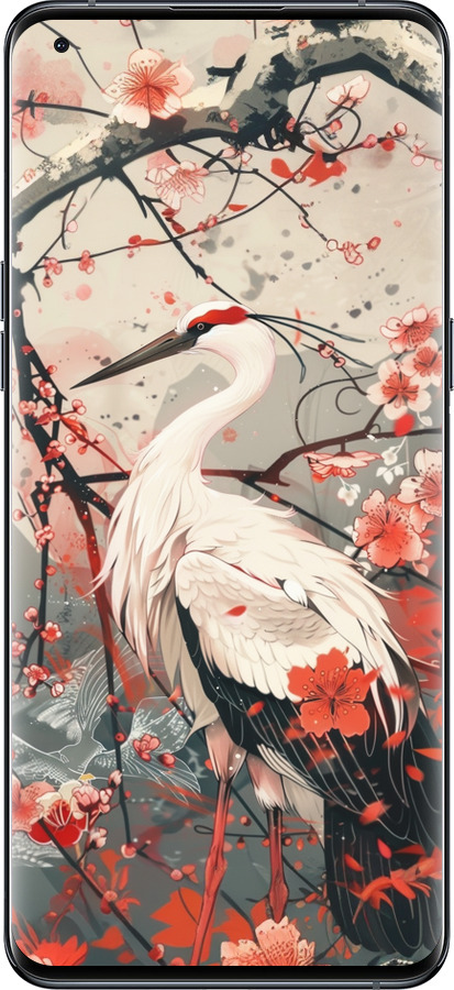 Силиконовый чехол Аист в цвету сакуры для Oppo Find X5 Pro - 6109u-2603 изображение 