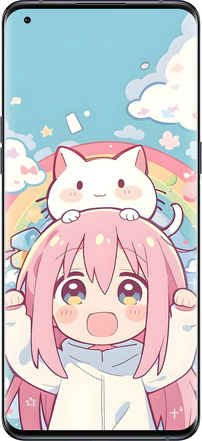 Силиконовый чехол Девочка аниме радуга для Oppo Find X5 Pro - 6304u-2603 изображение 