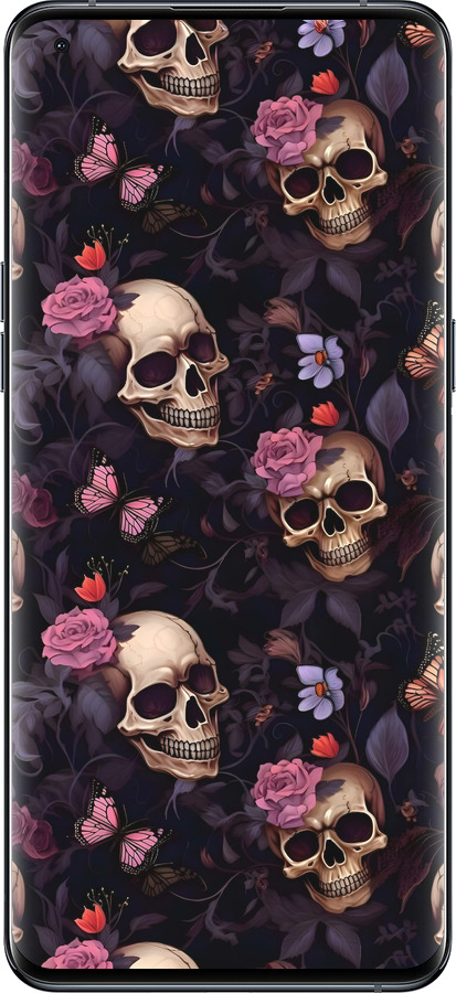 Силиконовый чехол Черепа и розы для Oppo Find X5 Pro - 6316u-2603 изображение 