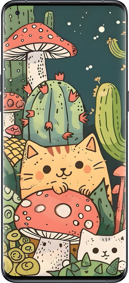 Силіконовий чехол Коти гриби для Oppo Find X5 Pro - 6321u-2603 изображение 