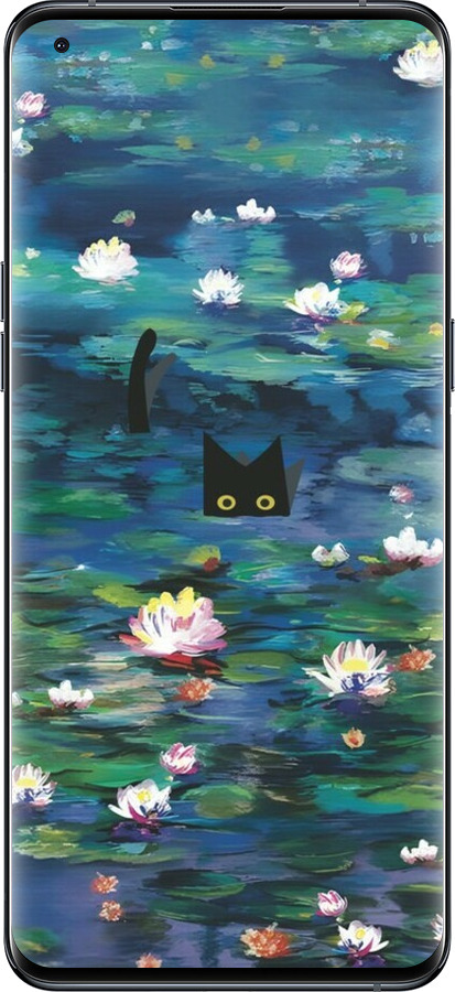 Силиконовый чехол Чехол с изображением водяных лилий Моне и кошек для Oppo Find X5 Pro - 6399u-2603 изображение 