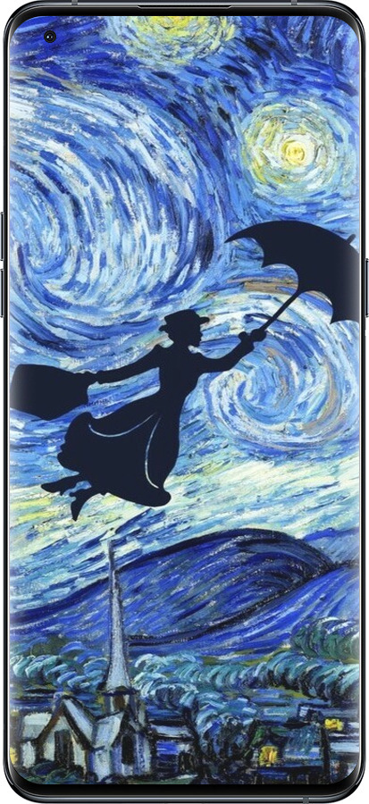 Силиконовый чехол С изображением Мэри Поппинс «Звездная ночь» для Oppo Find X5 Pro - 6487u-2603 изображение 