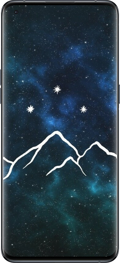 Силиконовый чехол Горы и звезды нарисованы на фоне галактики для Oppo Find X5 Pro - 6490u-2603 изображение 