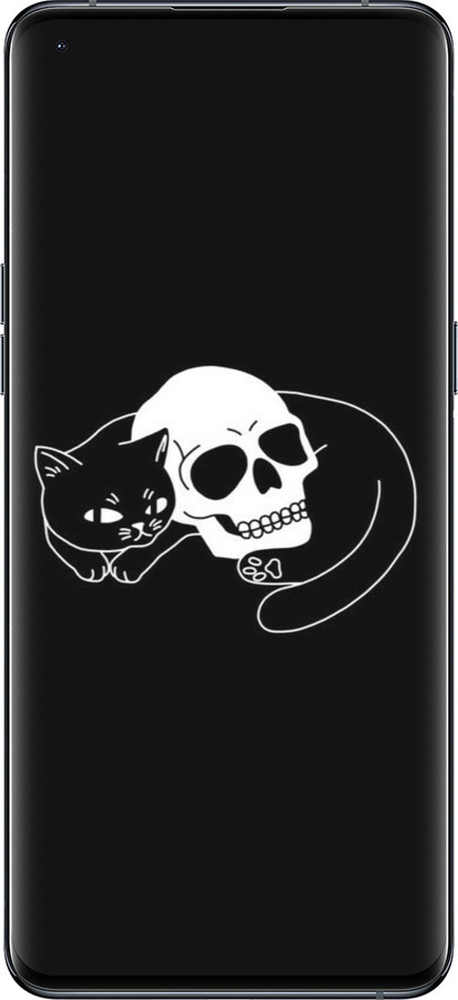 Силиконовый чехол С изображением кота и черепа для Oppo Find X5 Pro - 6491u-2603 изображение 