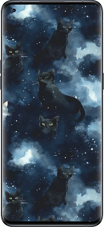 Силиконовый чехол Изображение Кошек с тёмной акварелью для Oppo Find X5 Pro - 6521u-2603 изображение 