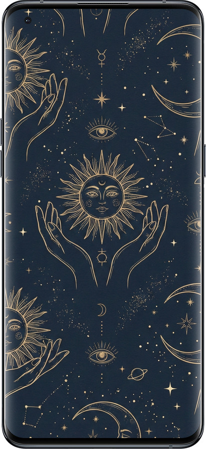 Силіконовий чехол Celestial Harmony: Sun & Moon Gold Mystic Pattern для Oppo Find X5 Pro - 6778u-2603 изображение 