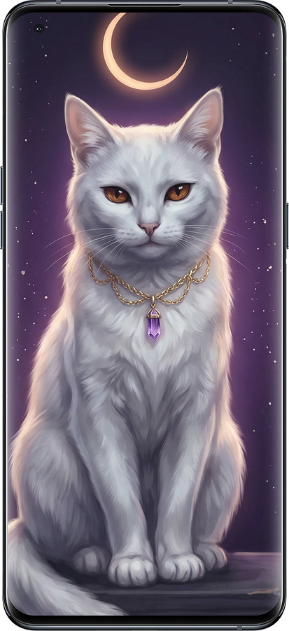 Силіконовий чехол Mystic White Cat Gothic Dark Purple Gold для Oppo Find X5 Pro - 6805u-2603 изображение 