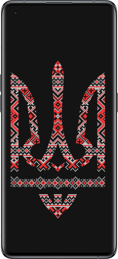 Силиконовый чехол Герб - вышиванка на черном фоне для Oppo Find X5 - 1196u-2602 изображение 
