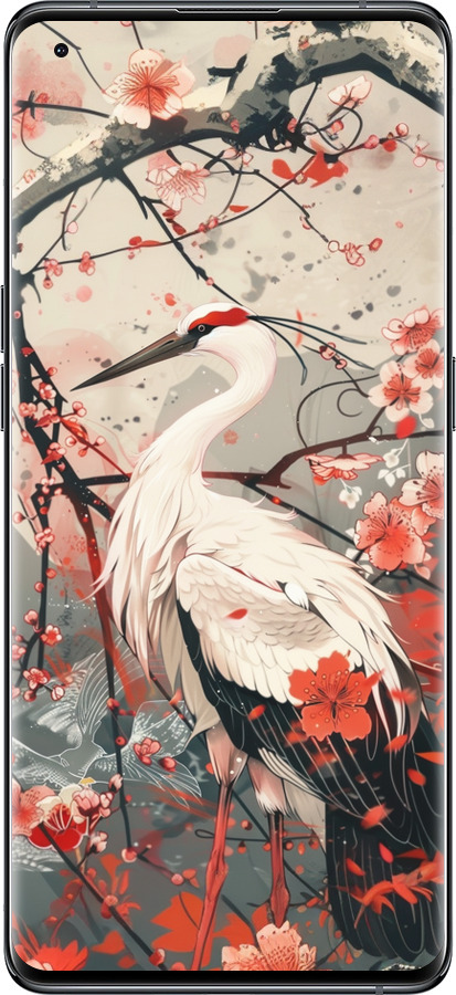 Силиконовый чехол Аист в цвету сакуры для Oppo Find X5 - 6109u-2602 изображение 