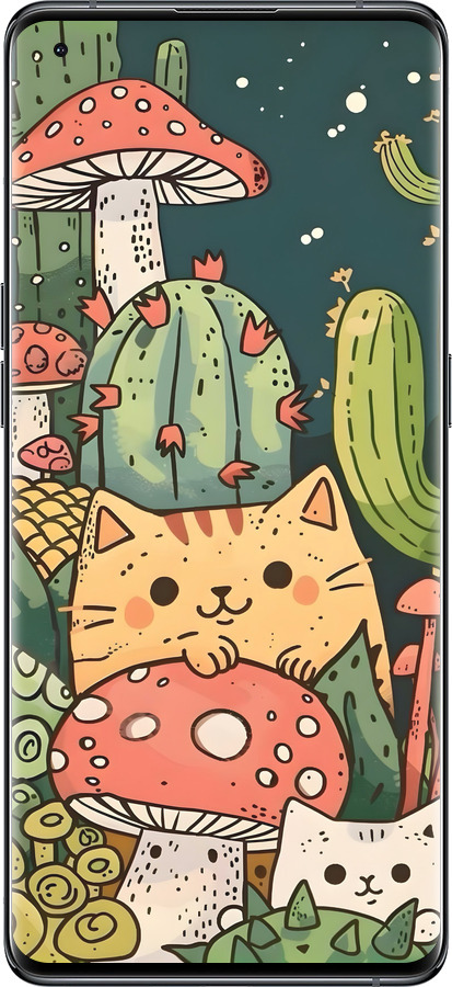 Силиконовый чехол Коты грибы для Oppo Find X5 - 6321u-2602 изображение 