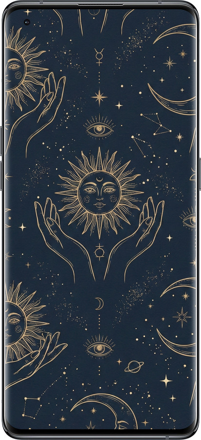 Силіконовий чехол Celestial Harmony: Sun & Moon Gold Mystic Pattern для Oppo Find X5 - 6778u-2602 изображение 