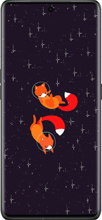 Силиконовый чехол Лисички в космосе для Oppo Find X6 Pro - 4519u-3041 изображение 