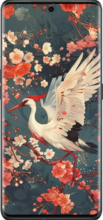 Силиконовый чехол Сакура и аист для Oppo Find X6 Pro - 6108u-3041 изображение 
