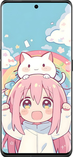 Силиконовый чехол Девочка аниме радуга для Oppo Find X6 Pro - 6304u-3041 изображение 