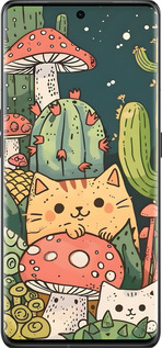 Силиконовый чехол Коты грибы для Oppo Find X6 Pro - 6321u-3041 изображение 