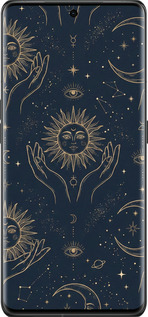 Силиконовый чехол Celestial Harmony: Sun & Moon Gold Mystic Pattern для Oppo Find X6 Pro - 6778u-3041 изображение 
