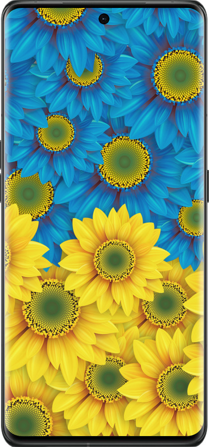 Силиконовый чехол Жёлто-голубые цветы для Oppo Find X6 Pro - 1048u-3041 изображение 